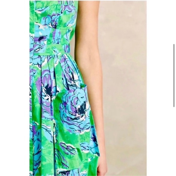 Anthropologie Plenty by Tracy Reese Green Kirby Floral Dress Size 12 - Picture 4 of 16